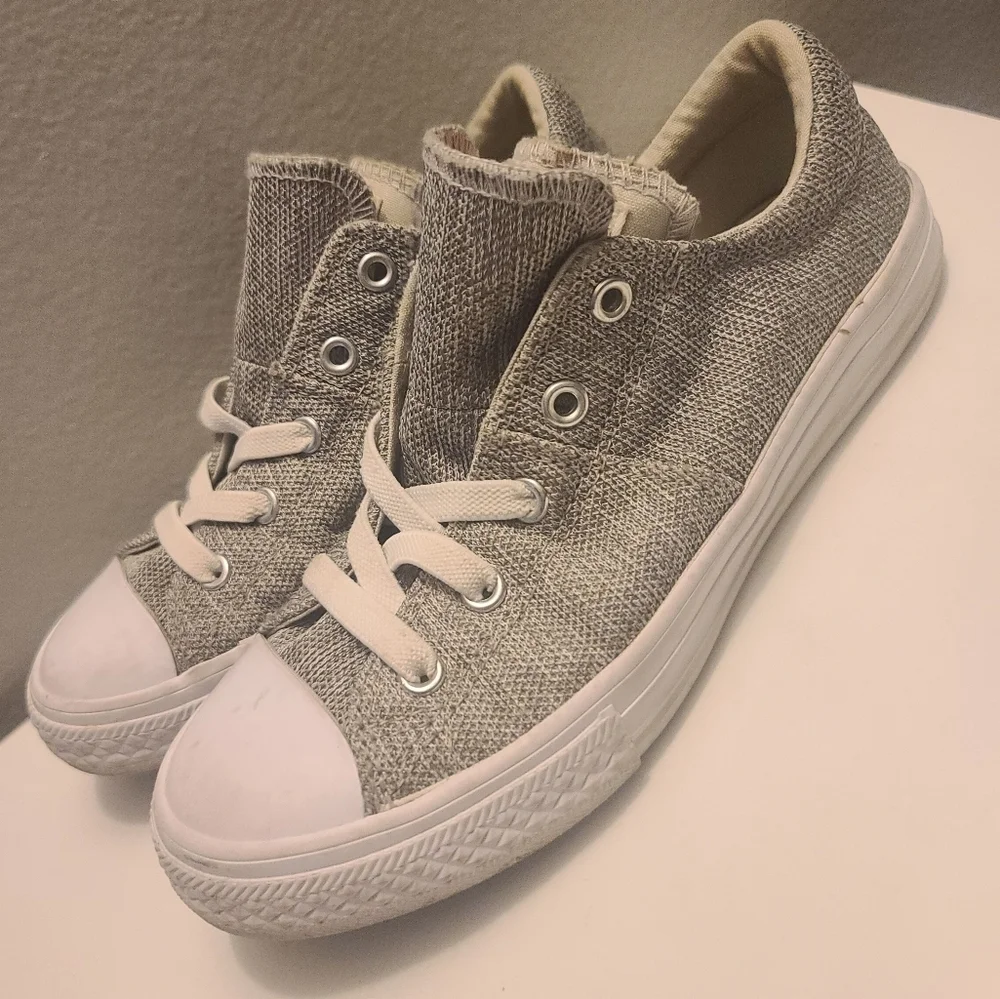 Converse All Star Kids Gray Canvas Slip On Sneakers